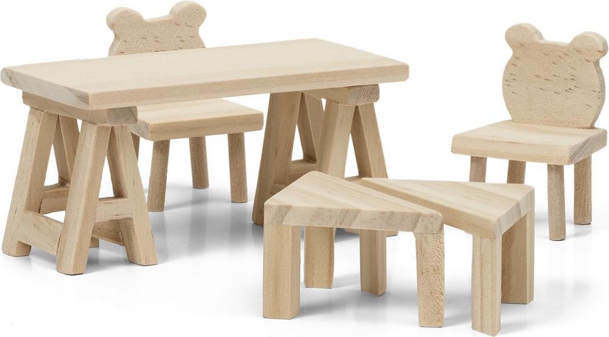 Lundby poppenhuis Houten poppenhuismeubels DIY - tafel/stoelen