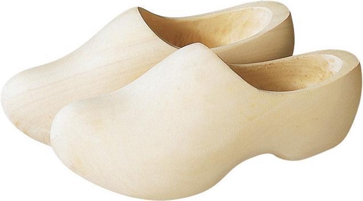 VV - Houten klomp volwassen maten wit geschuurd - Maat 27 cm