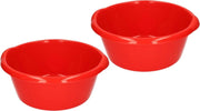 2x stuks ronde afwasteil / afwasbak rood 10 liter - camping / handwas afwasteilen