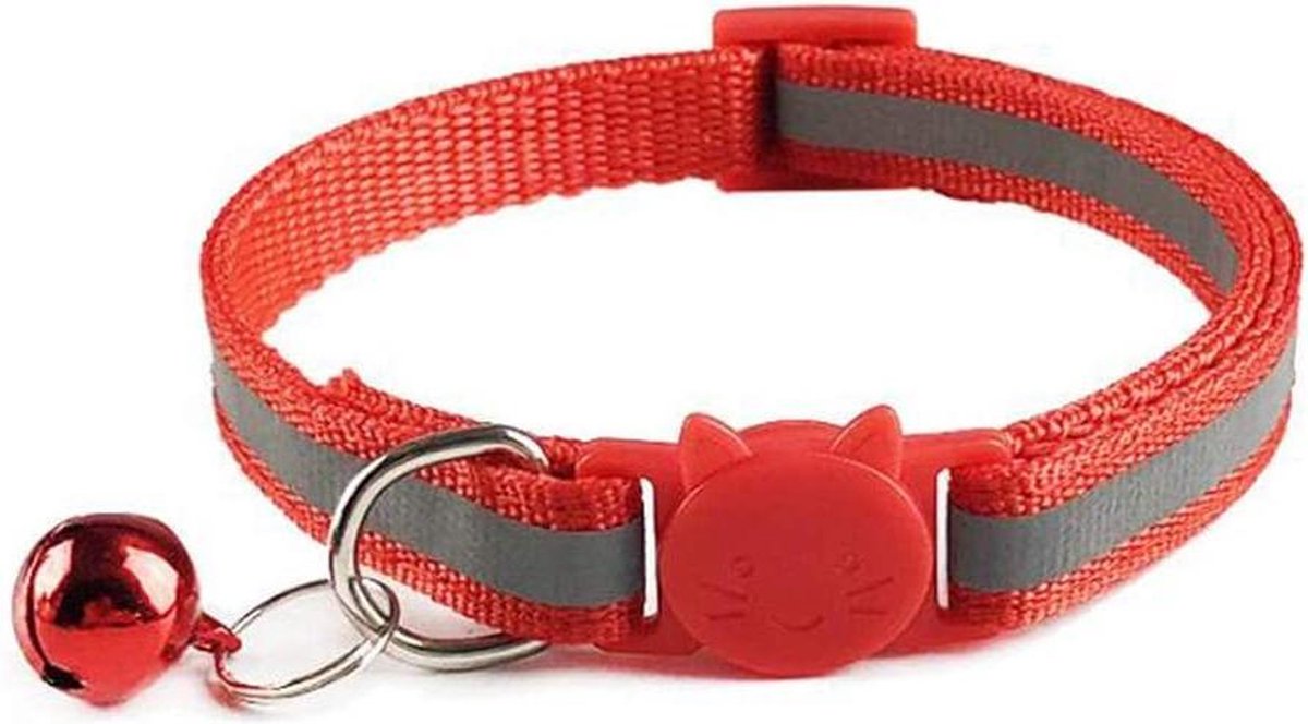 Doodadeals® | Reflecterende kattenhalsband | Halsband kat met belletje | Rood