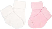 2 paar Sokjes met omslag | Roze - Wit | 12-24 mnd