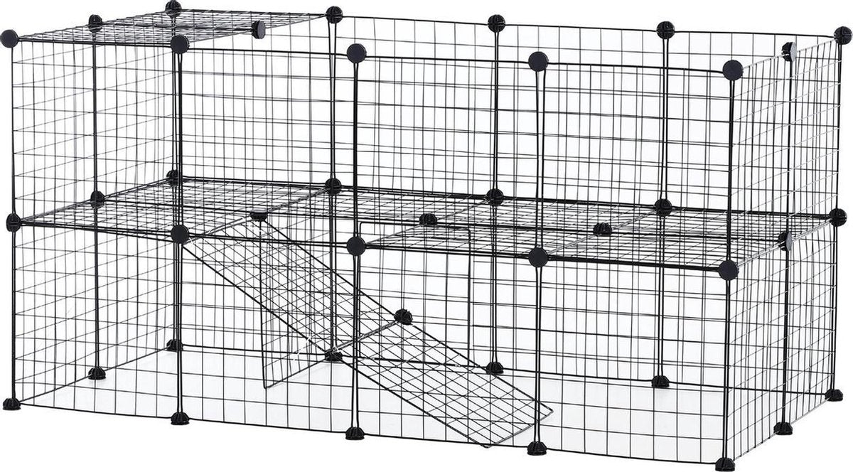 Ren voor kleine huisdieren - Konijnenren - Cavia ren - Hamster ren - Dierenverblijf - Zwart - 146 x 73 x 73 cm