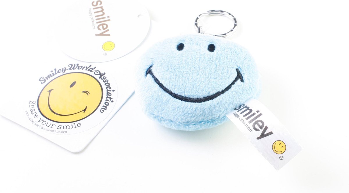 NICI Blauwe Smiley Sleutelhanger