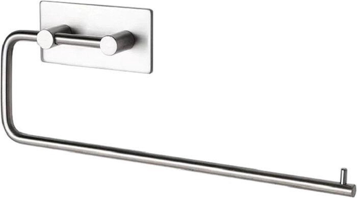 Keukenrolhouder hangend - Foliehouder - Zelfklevend - Rollenhouder keuken - Keukenpapier houder - Wandmodel - RVS