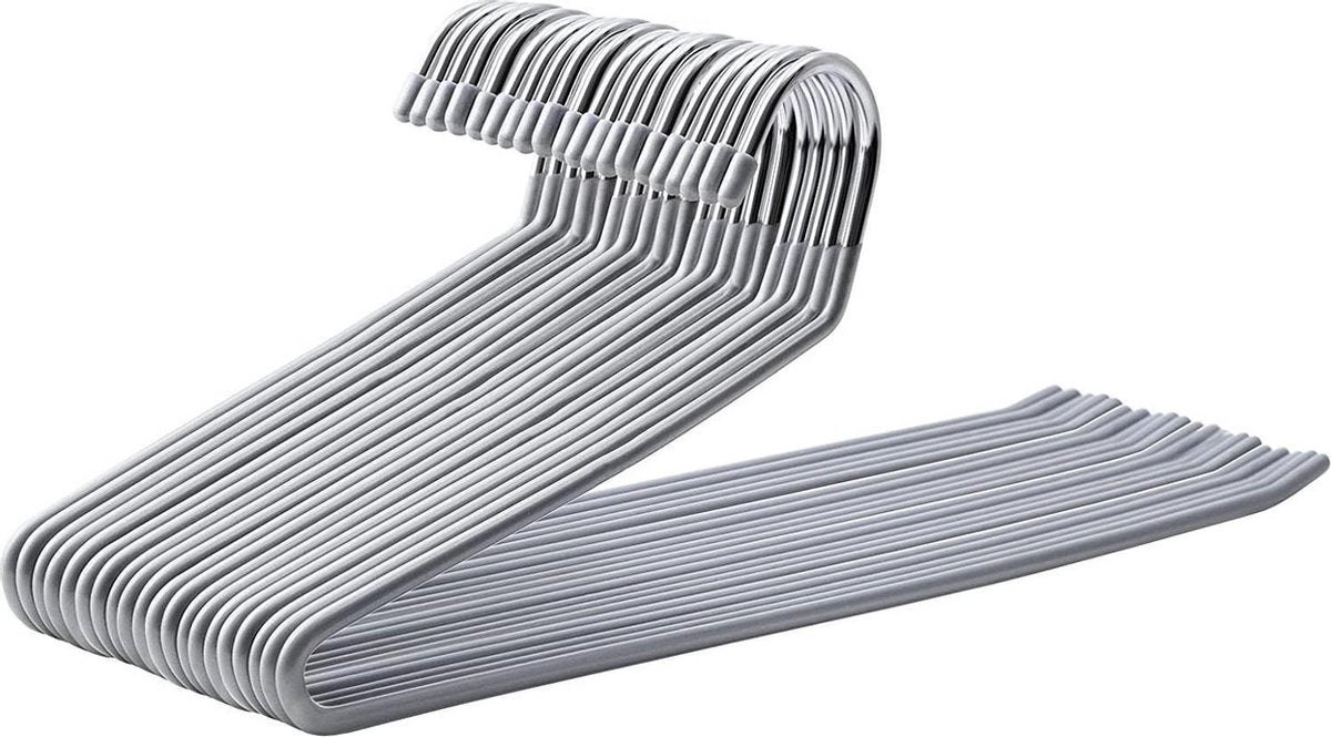 Nancy's Broekhangers - Kledinghangers -  Set Van 20 - Open Einde - Anti-Slip - Ruimtebesparend - Grijs - Metaal