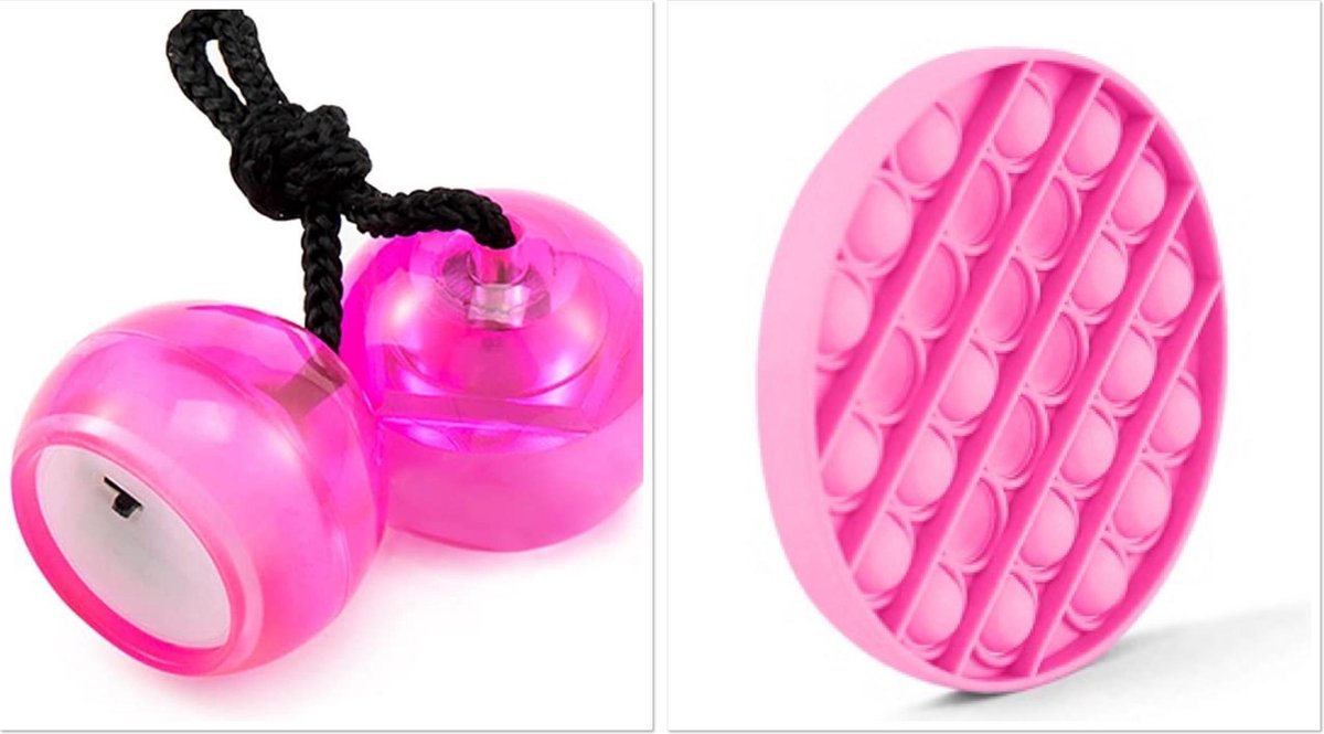 2x  Fidget Toys-Pakket-Roze-Pop it- Finger Balls Led Roze- Tik Tok