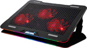 Fuegobird Laptop Cooler - Laptophouder en koeler - 3 ventilatoren - Verstelbaar - RGB - Max 17 inch - Zwart