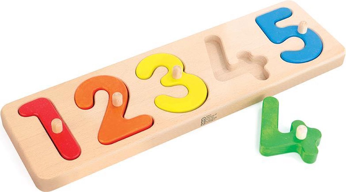 Bajo houten vormenpuzzel Cijfers 1 t/m 5 - 5 stukjes