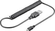 Cablexpert USB Micro B naar USB-A spiraalkabel - USB2.0 - tot 1A / zwart - 1