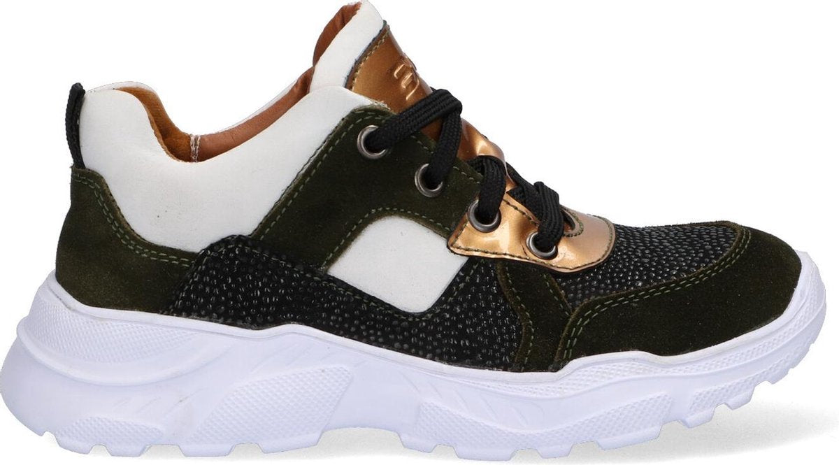 Braqeez 419688-567 Meisjes Lage Sneakers - Groen - Leer - Veters