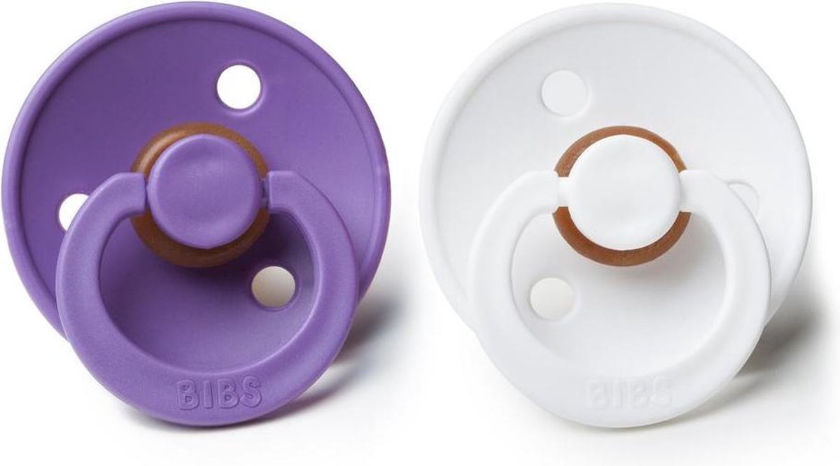 Bibs fopspenen 6-18 maanden set 2 stuks |Purple + White| Maat 2