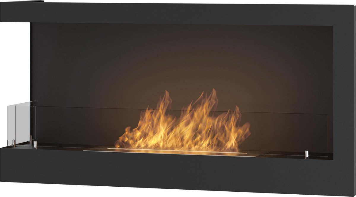 Infire - bio ethanol haard hoek links - sfeerhaard  met glas - inzethaard 90x45cm.