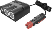 ProCar 2-voudige 12V/24V splitter met USB lader - 2 meter