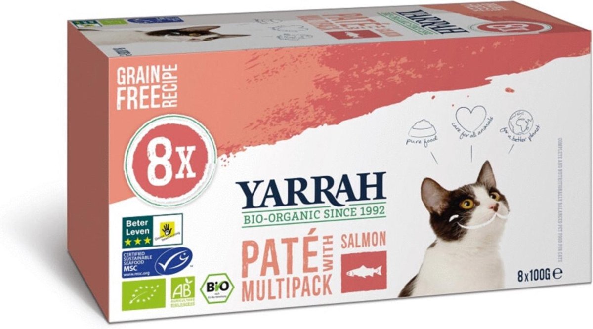 Yarrah cat alu pate multipack salmon - Graanvrij - 8 x 100 g