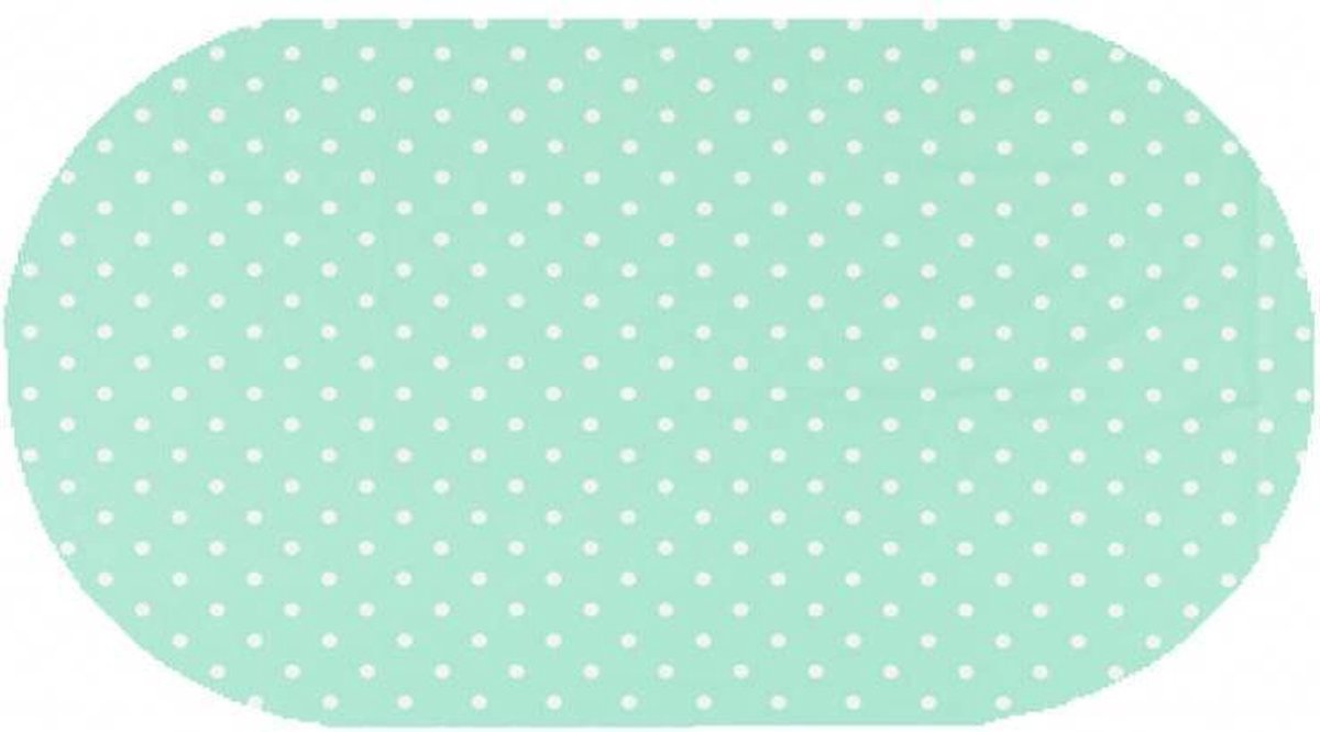 MixMamas Tafelzeil Ovaal - 140 x 200 cm - Stippen - Mintgroen/Wit