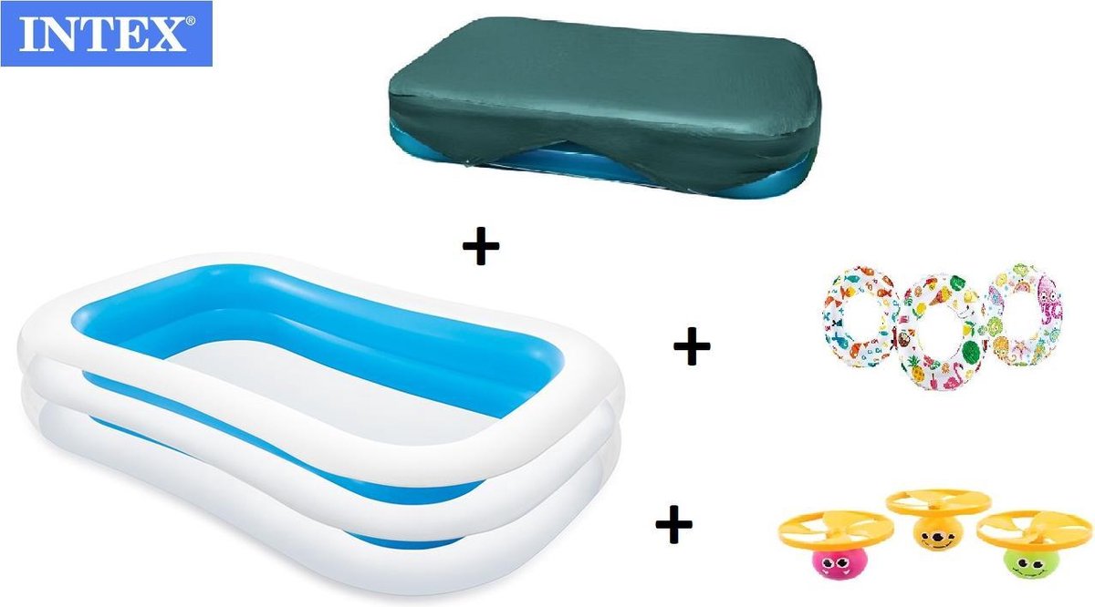 zwembad - zwembad intex afdekzeil- GRATIS 1x Zwemring  + duikfiguren - afdekhoes - familie zwembad - opblaasbare zwembad - COMBIDEAL - 262x175x56cm