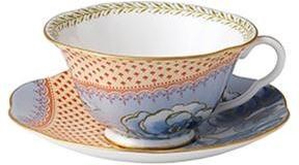 Theekop en schotel blauw Butterfly Bloom