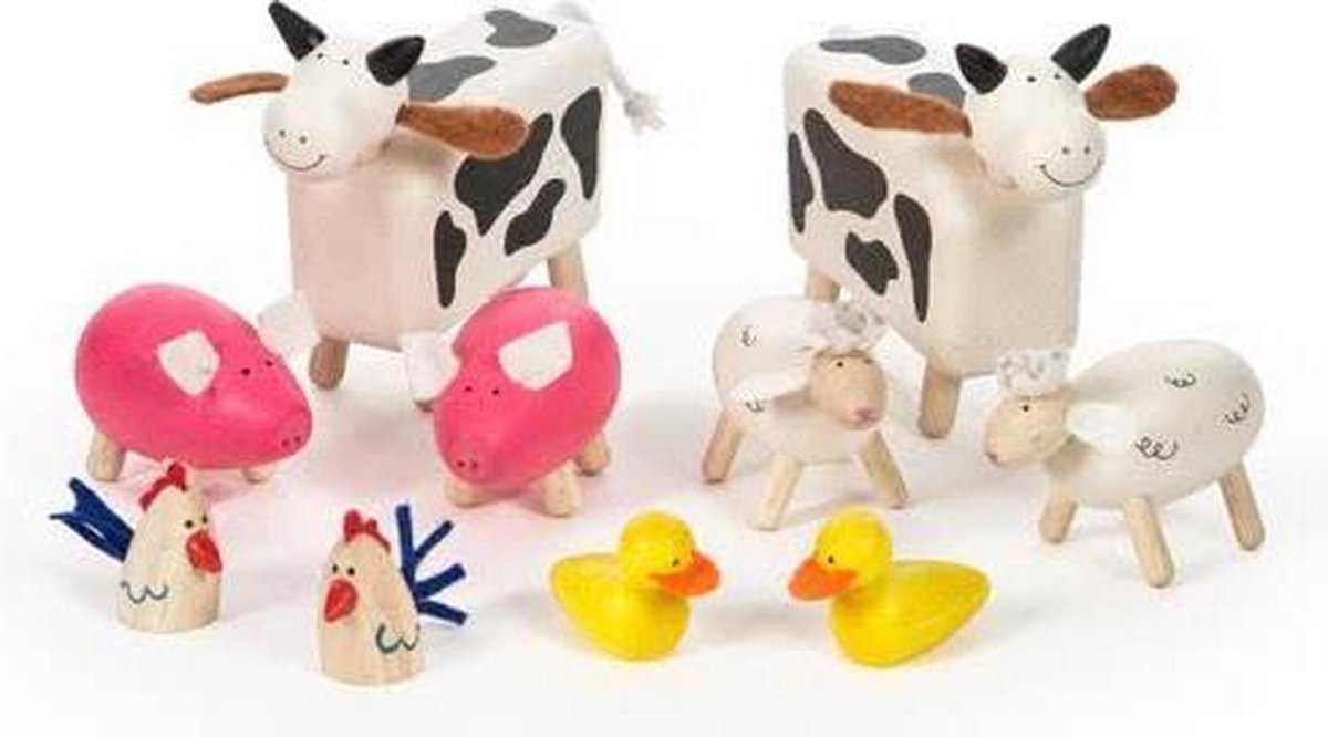Tidlo Houten Boerderijdieren Set Van 10 Wit