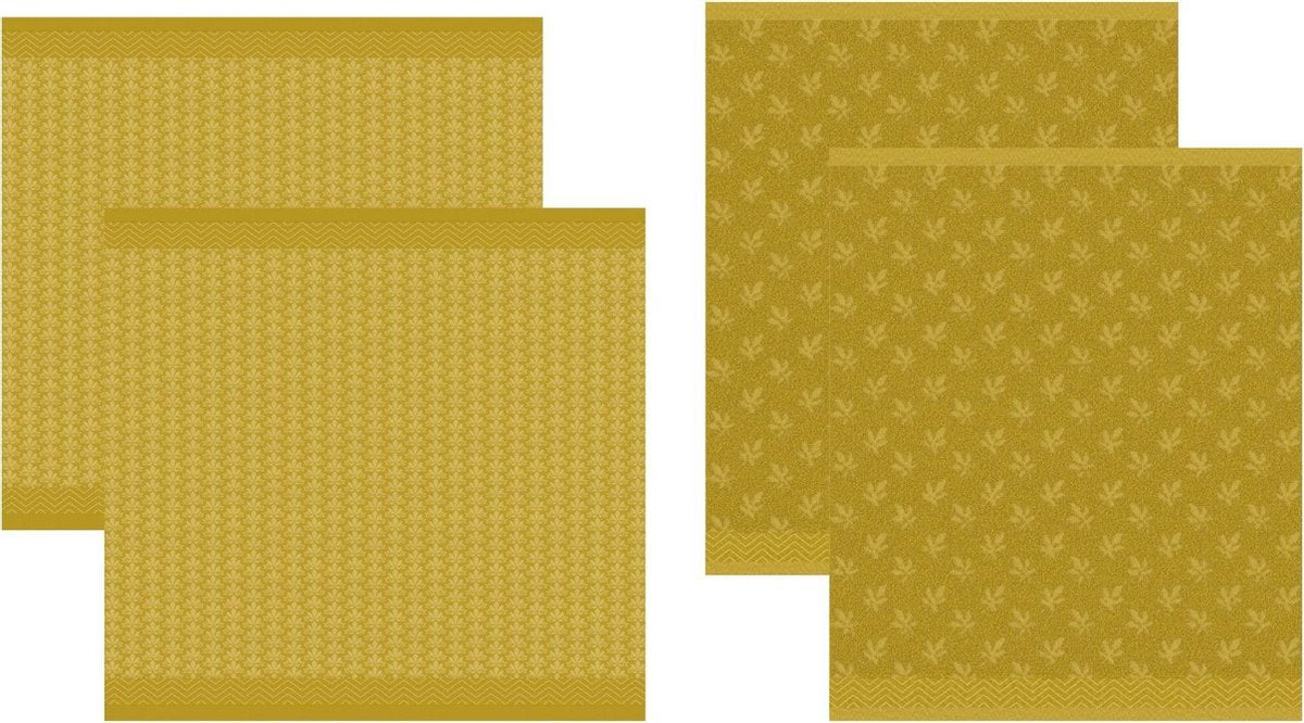 DDDDD Petals - 2 Theedoeken & 2 Keukendoeken - Ochre