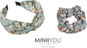 Set Dames Haarband Diadeem gebloemd groen + groen scrunchy elastiek