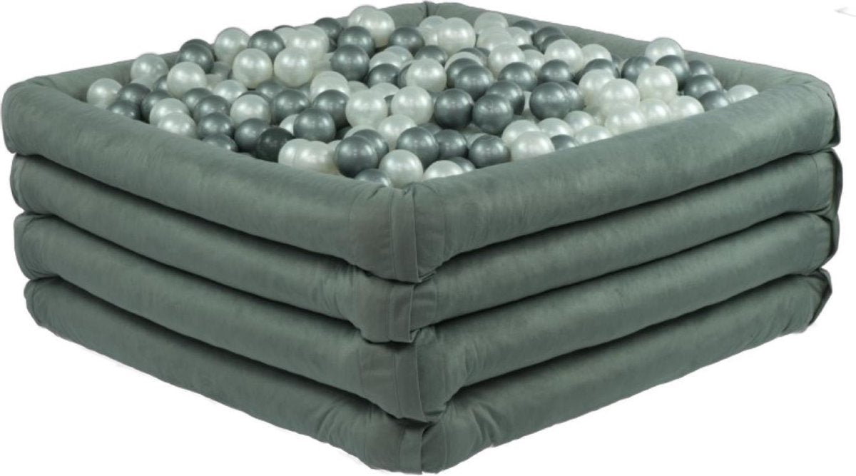 Vierkante Ballenbad 110x45 Grijs - Ballenbad baby - Ballenbad vierkant - Ballenbad Misioo - Ballenbak baby - Ballenbad - Ballenbak - Luxe ballenbak voor kinderen - Luxe ballenbad voor kinderen - Ballenbad
