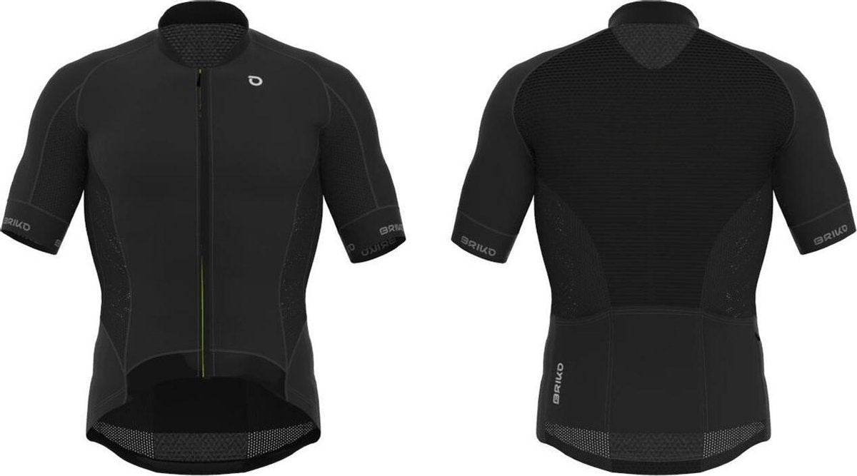 Briko Corsa Jersey Black-Green Lime - Maat L