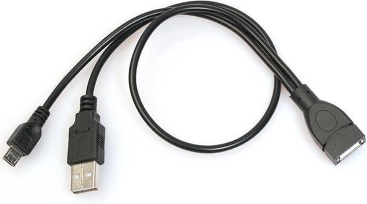 Coretek USB Micro B (m) naar USB-A (v) OTG adapter met USB-A (m) voeding - USB2.0 - tot 1A / zwart - 0