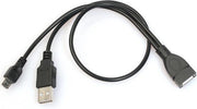 Coretek USB Micro B (m) naar USB-A (v) OTG adapter met USB-A (m) voeding - USB2.0 - tot 1A / zwart - 0