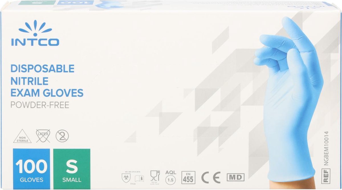 Intco diposable nitrile exam gloves Size S
