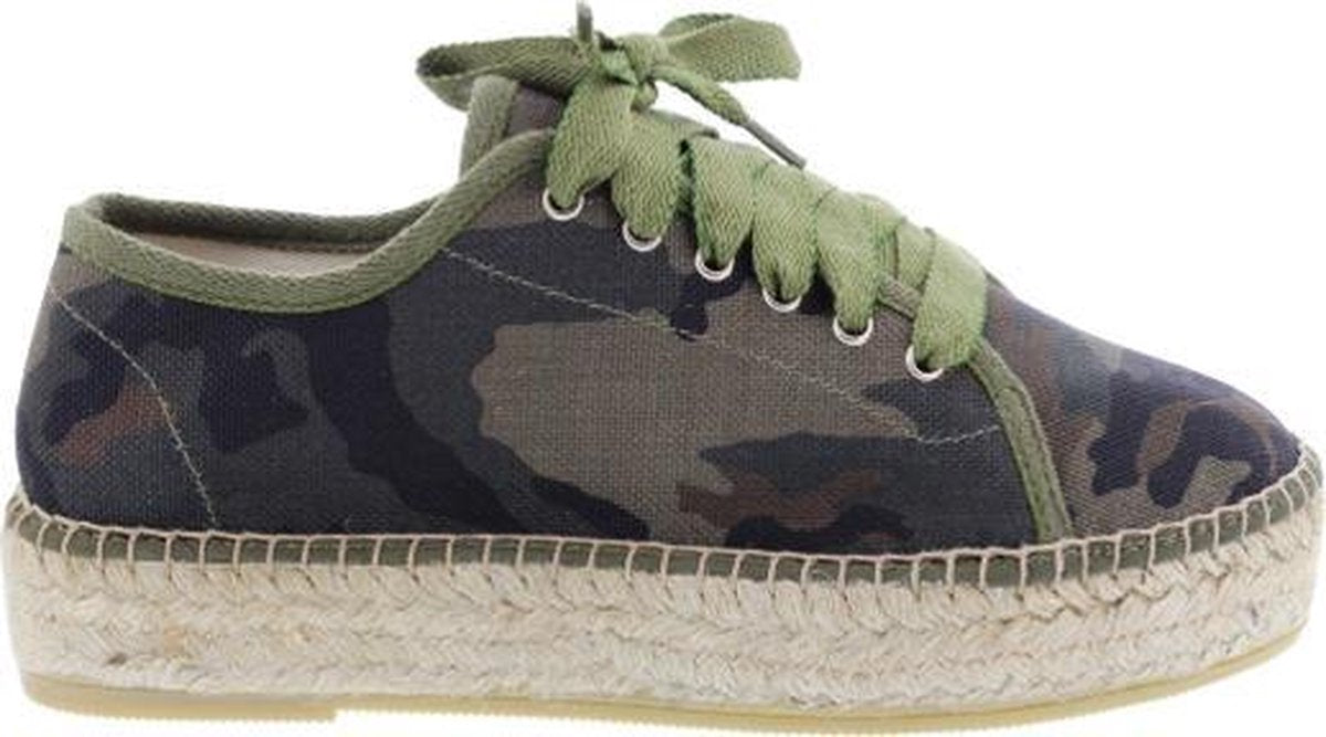 Toni Pons Fedra-CM Khaki Dames Espadrilles vetersluiting - maat 39