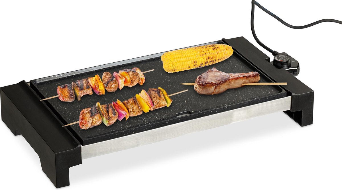 relaxdays bakplaat elektrisch - grillplaat - binnen - elektrische barbecue - 1500 W