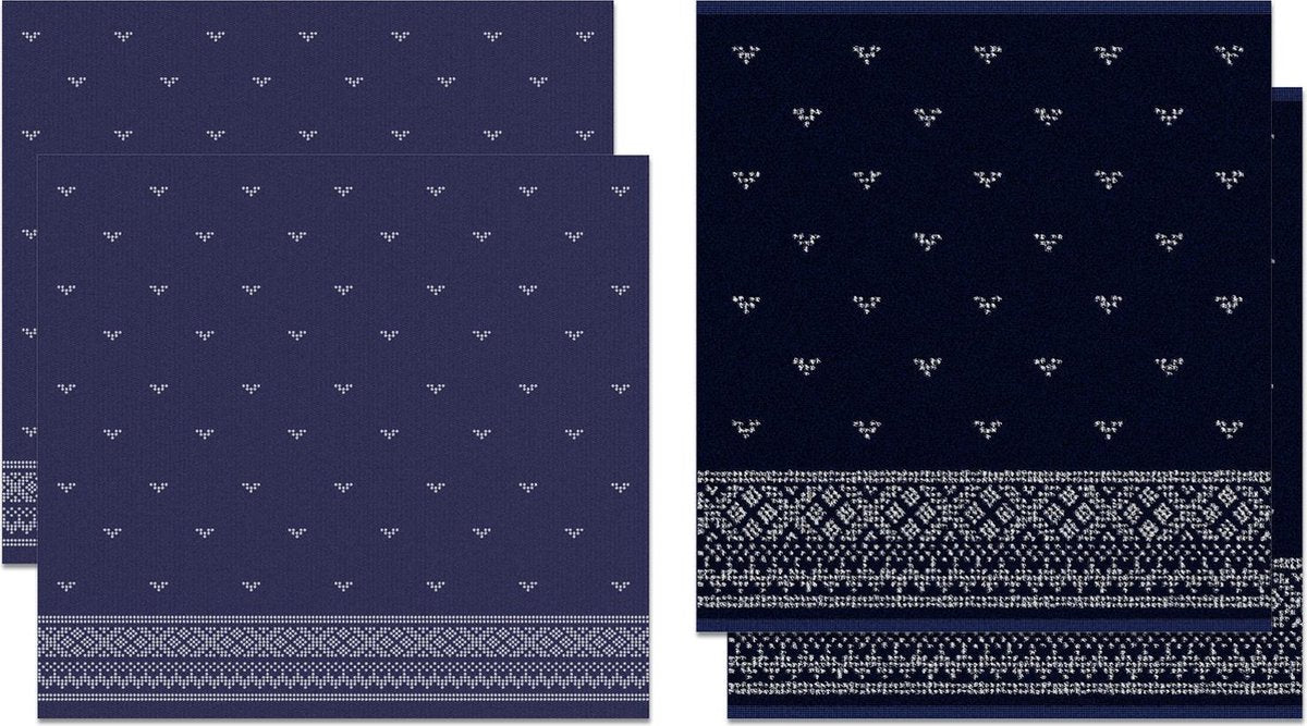 DDDDD Fjord - 2x Theedoek & 2x Keukendoek - Indigo