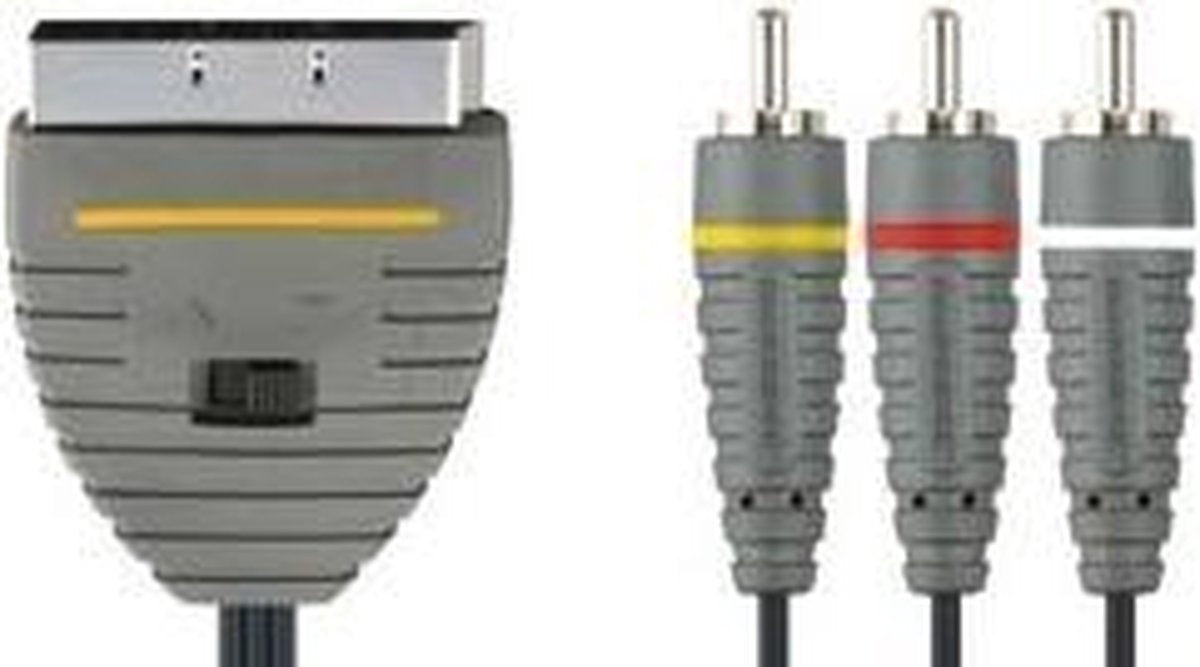 Bandridge Scart - Composiet 3RCA kabel + in-uit schakelaar met vergulde contacten - 2 meter