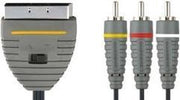 Bandridge Scart - Composiet 3RCA kabel + in-uit schakelaar met vergulde contacten - 2 meter