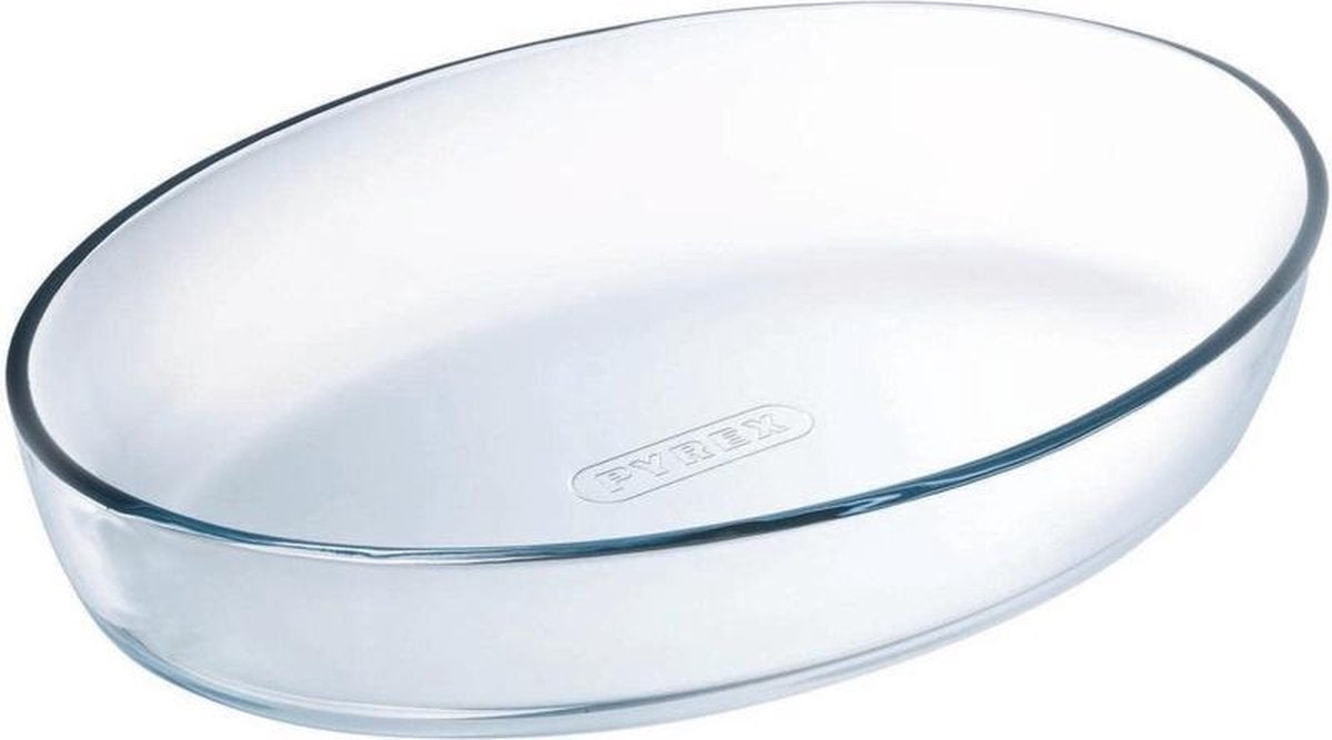 2x Ovale glazen ovenschalen 1 liter 26 x 18 x 6 cm - Ovenschaal/braadslede - Ovenschotel schalen - Bakvorm