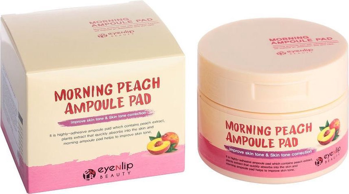 Eyenlip ampoule pads met perzik extract voor de snelle huidverzorging in de ochtend