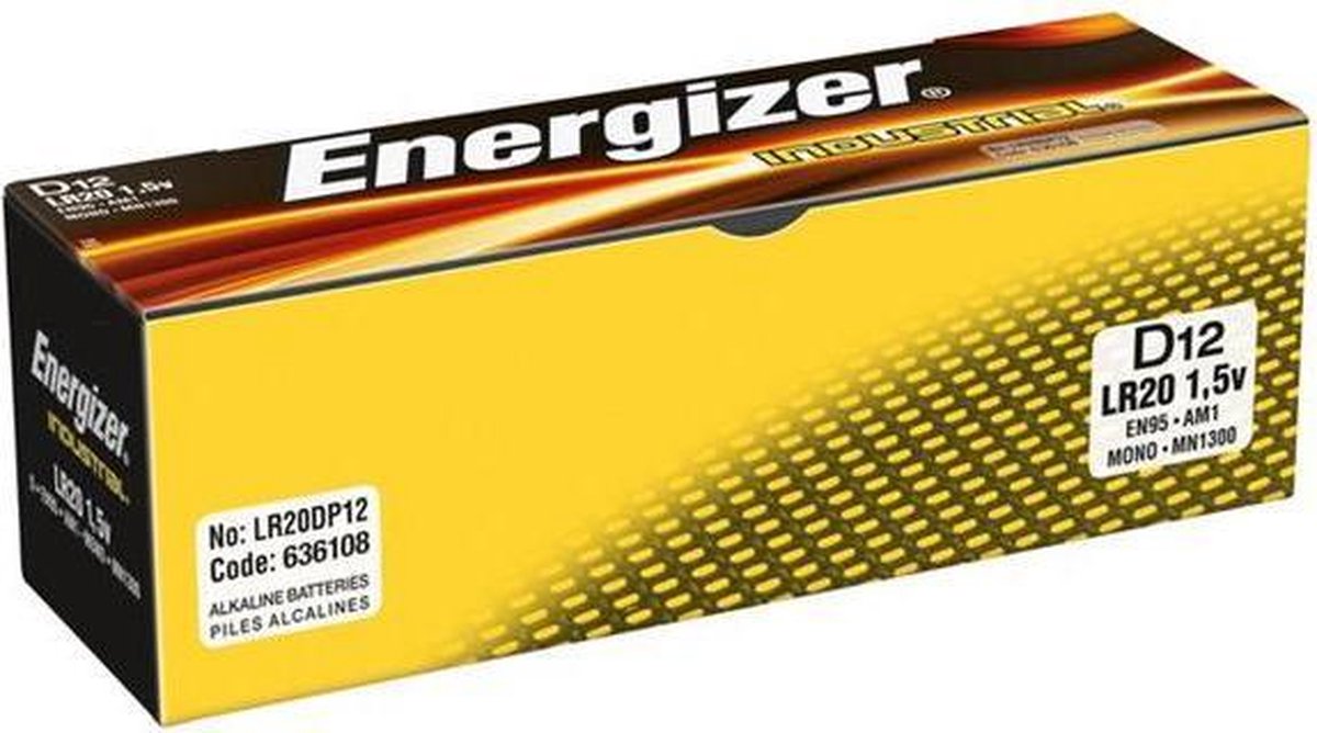 Energizer niet-oplaadbare batterijen Batterij Energizer Industrial D /pak 12