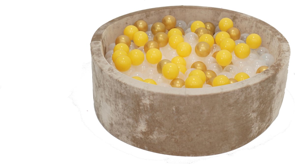Velvet Ballenbak Goud 90x40 met 250 ballen Geel