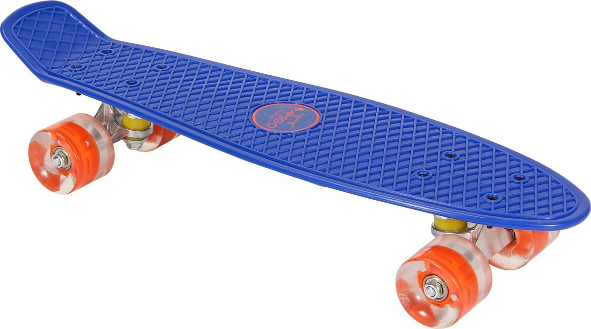 AMIGO skateboard - Met ledverlichting en ABEC 7 lagers - Blauw/Oranje