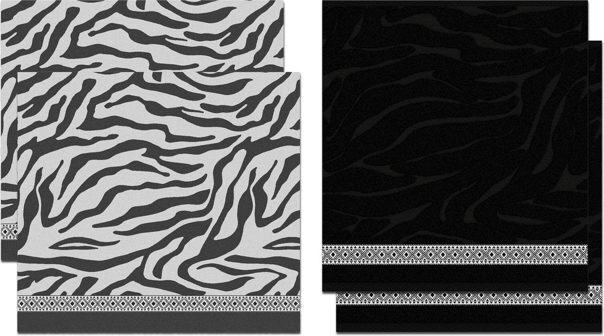 DDDDD Africa - 2x Theedoek & 2x Keukendoek - Black