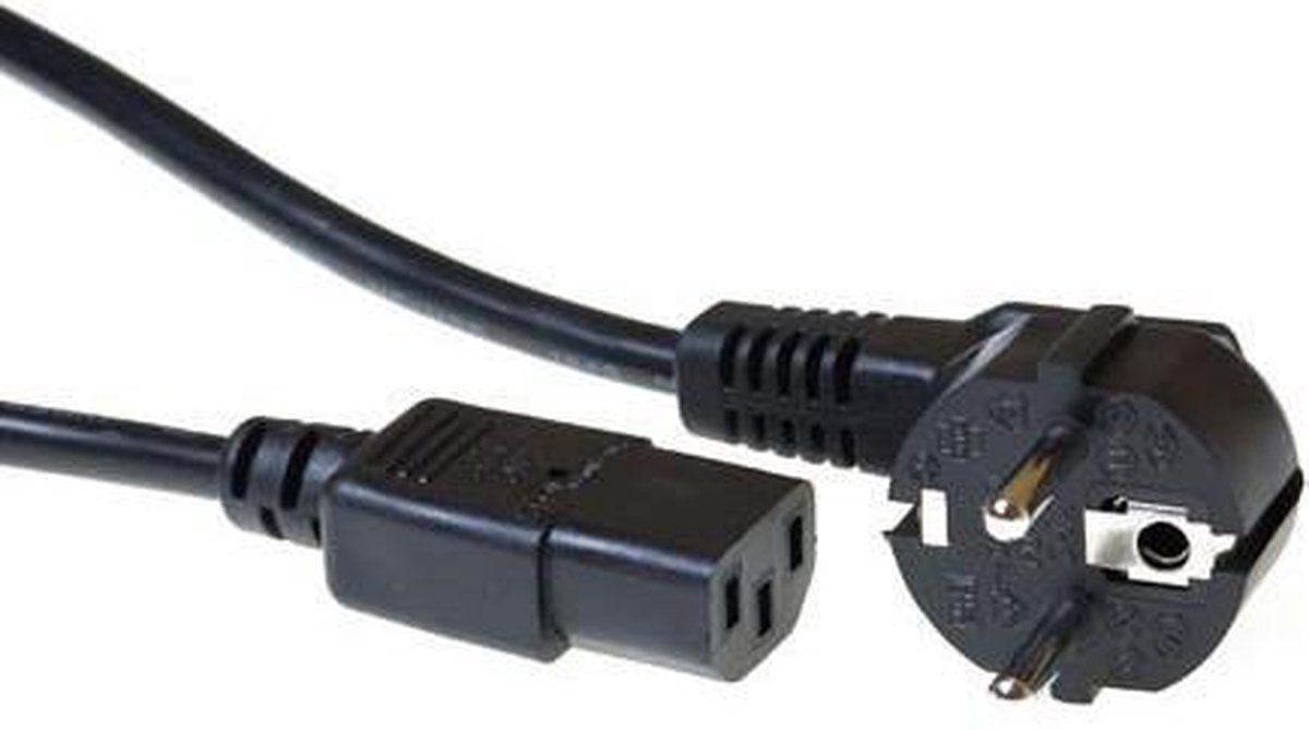 Intronics 230V aansluitkabel schuko male (haaks) - C13 zwart