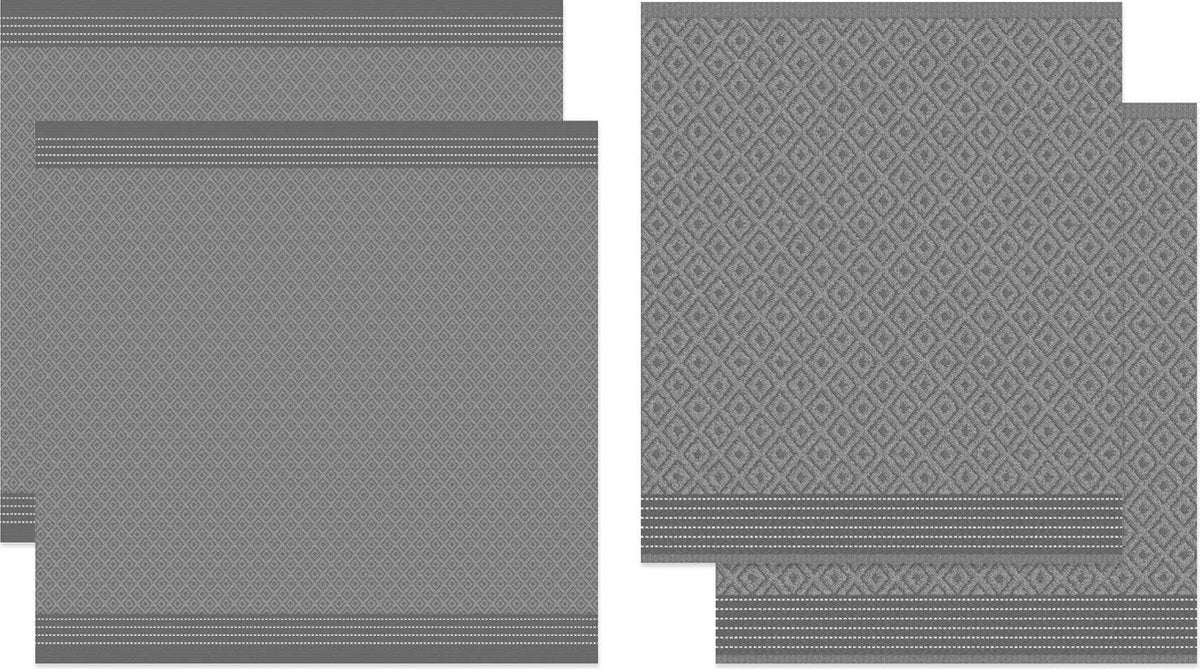 DDDDD Akira - Thee- en Keukendoekset - Grey - 2 x 2 Stuks