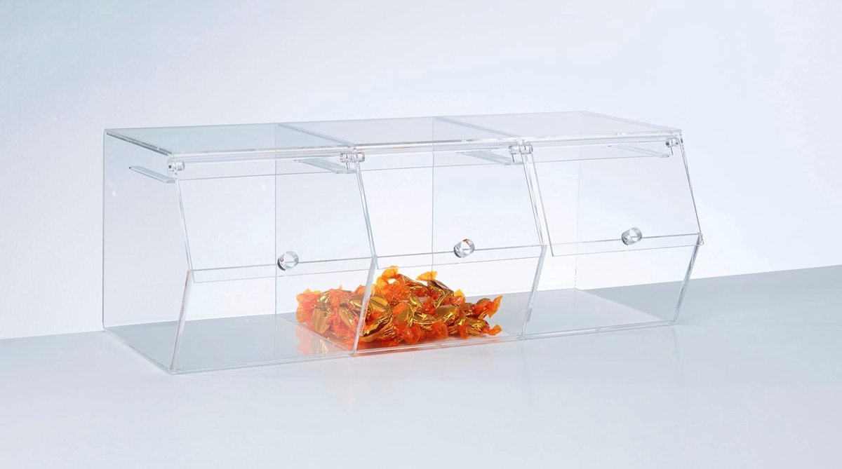 Plexi Snoepbak - Transparant - Plexiglas - 3 vakken