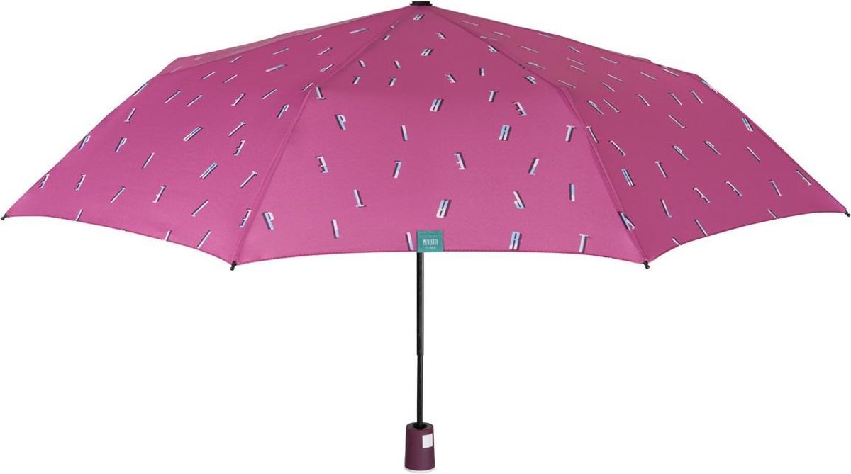 Perletti Mini Paraplu Letters Dames 96 Cm Fiberglas Roze