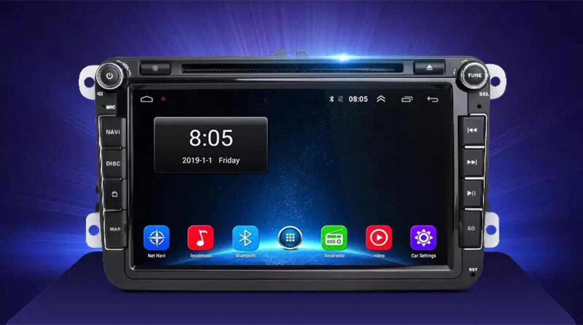 Nu met GRATIS CAMERA!  Volkswagen Seat Skoda DVD SPELER Android 10 navigatie 8inch 2+32GB Golf Polo Passat Caddy Eos Scirocco Tiguan Touran Transporter Jetta Leon Altea Toledo Octavia Superb Fabia Yeti Roomster