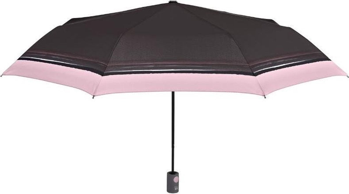 Perletti Mini-paraplu Automatisch Dames 54 X 96 Cm Zwart/roze