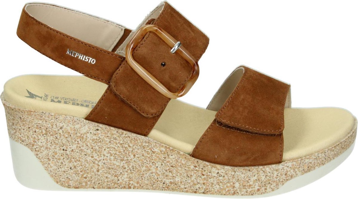 Mephisto GIULIA VELCALF - Volwassenen Sandalen met hakDames Sandalen - Kleur: Cognac - Maat: 39