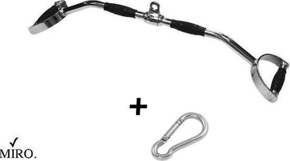 MIRO Lat Pulldown Bar Stang  Fitness Handgreep 75 CM Multifunctioneel + Gratis Karabijnhaak