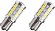BA15S autolamp 2 stuks | LED knipperlicht | 33-SMD xenonwit met lens | 12V