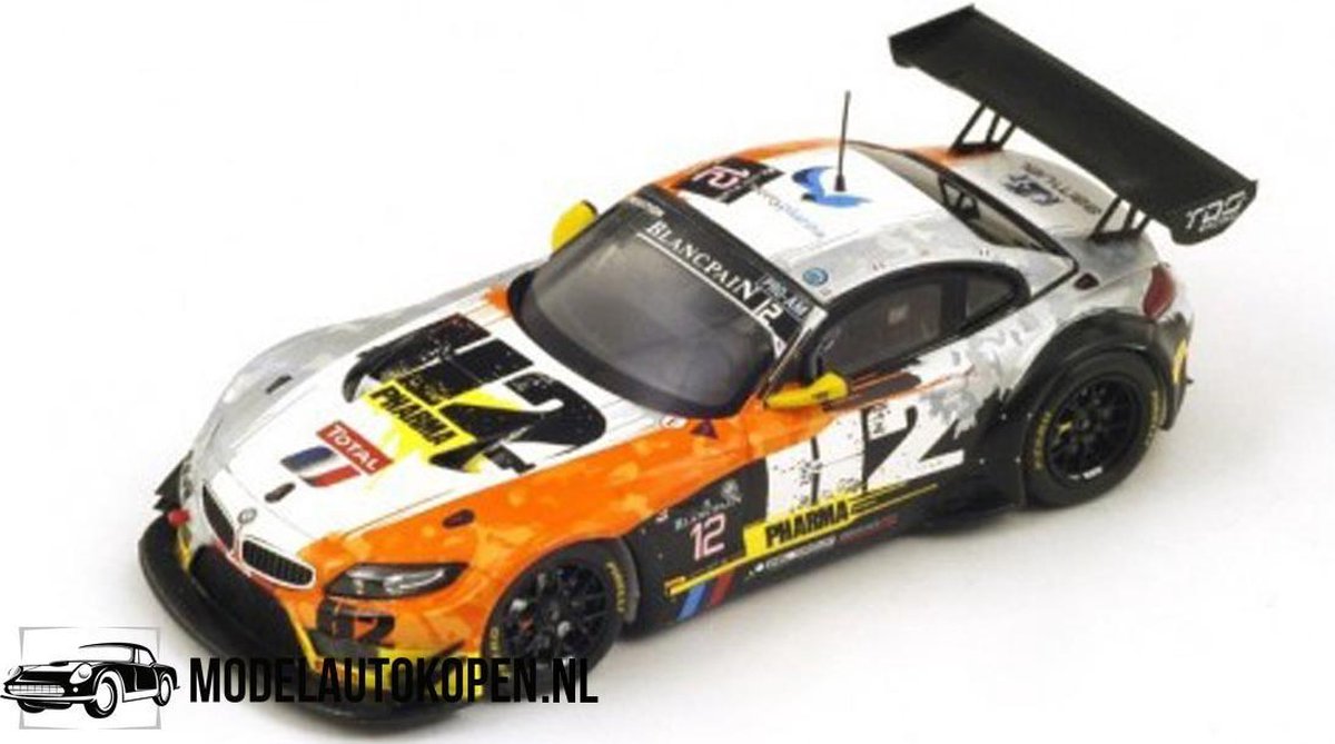 BMW Z4 TDS Racing 24H of SPA 2014 (Wit/Oranje/Zwart) (10cm) 1/43 Spark - Modelauto - Schaalmodel - Model auto - Miniatuurautos - Miniatuur auto